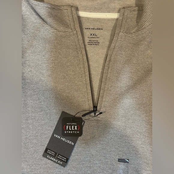Van Heusen Gray Long Sleeve Tee Soft Knit Casual Half Zip - Picture 4 of 9